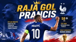 Ilustrasi Kylian Mbappé menjadi raja gol Prancis setelah melampaui rekor pencetak gol terbanyak sepanjang masa tim nasional Prancis.
