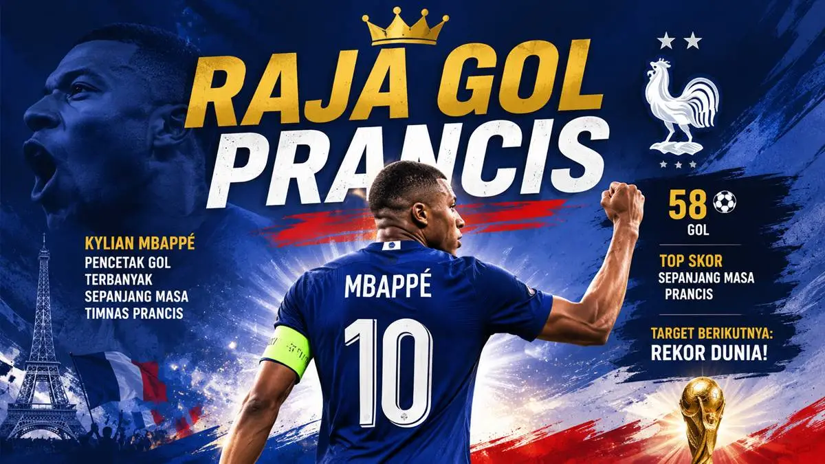 Ilustrasi Kylian Mbappé menjadi raja gol Prancis setelah melampaui rekor pencetak gol terbanyak sepanjang masa tim nasional Prancis.