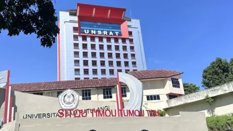 Gedung Fakultas Hukum Universitas Sam Ratulangi (Unsrat) Manado yang menjadi salah satu fakultas favorit pada penerimaan mahasiswa baru Jalur Mandiri Tumou Tou (T2) 2026.