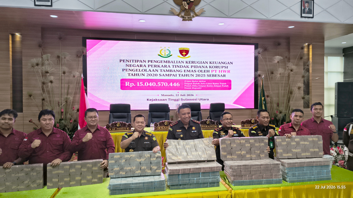 Momentum Hari Bhakti Adhyaksa, Kejati Sulut Selamatkan Rp15 Miliar dari Kasus Tambang Emas PT HWR