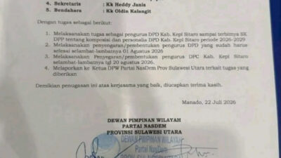 DPW NasDem Sulut Tunjuk Liem Halim sebagai Plt Ketua DPD NasDem Sitaro