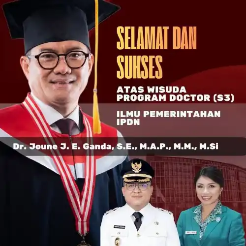Kevin Lotulung: Wisuda Doktor Joune Ganda Jadi Modal Perkuat Kepemimpinan Minahasa Utara