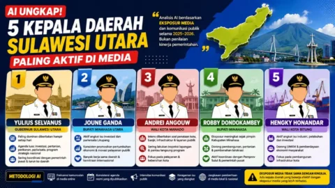 AI Soroti 5 Kepala Daerah Sulawesi Utara Paling Menonjol di Media, Joune Ganda di Peringkat Ini