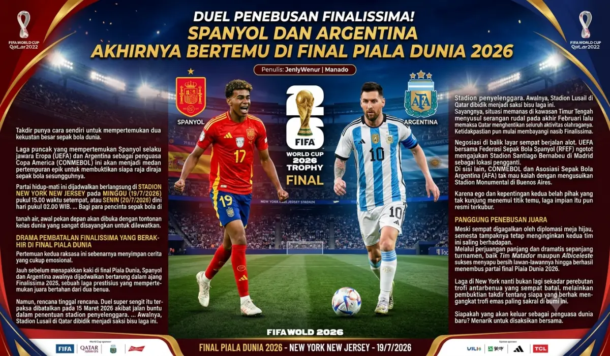 Duel Penebusan Finalissima! Spanyol dan Argentina Akhirnya Bertemu di Final Piala Dunia 2026