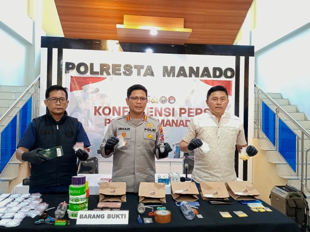Sebulan Sikat 6 Pengedar, Polresta Manado Gagalkan Peredaran Ratusan Gram Sabu dan Obat Keras