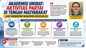Infografis berisi pandangan Akademisi Unsrat Drs. Mahyudin Damis tentang pentingnya aktivitas partai politik di tengah masyarakat