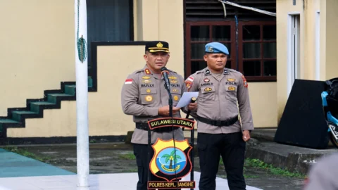 Kapolres Kepulauan Sangihe AKBP Rully Robinson Polii Pimpin Sertijab Tiga Jabatan Strategis