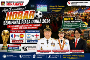 Nobar Semifinal Piala Dunia 2026, Pemkab Minahasa Ajak Warga Padati Lapangan Sam Ratulangi Tondano
