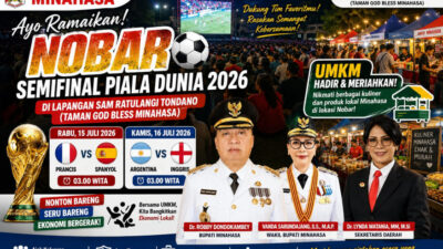 Nobar Semifinal Piala Dunia 2026, Pemkab Minahasa Ajak Warga Padati Lapangan Sam Ratulangi Tondano