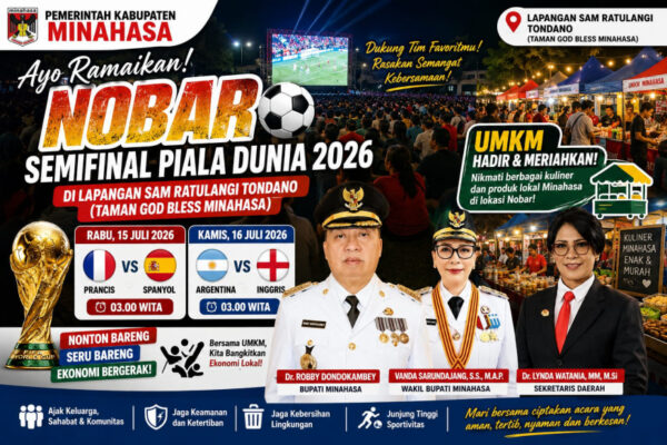 Nobar Semifinal Piala Dunia 2026, Pemkab Minahasa Ajak Warga Padati Lapangan Sam Ratulangi Tondano