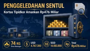 infografis penggeledahan Sentul Kortas Tipidkor 74 kg emas batangan Rp476 miliar Kabupaten Bogor