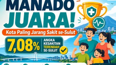 Infografis Angka Kesakitan Manado 2025 terendah se-Sulawesi Utara 7,08 persen data BPS