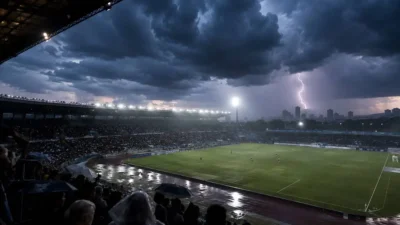 Ilustrasi cuaca ekstrem menjelang final Piala Dunia 2026 di MetLife Stadium