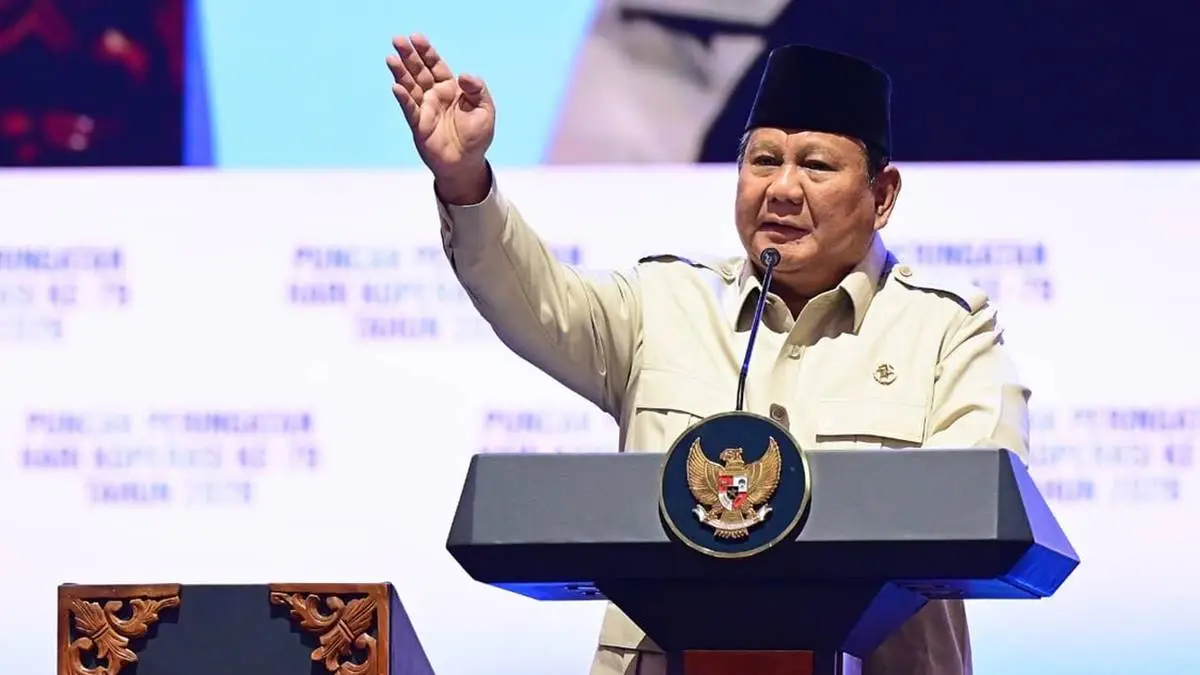 Presiden Prabowo Subianto berpidato soal Koperasi Merah Putih di Hari Koperasi ke-79.