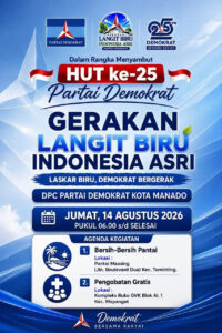Sambut HUT ke-25, DPC Partai Demokrat Manado Gelar Aksi Bersih Pantai dan Pengobatan Gratis