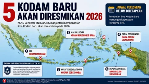 5 Kodam Baru Akan Diresmikan 2026