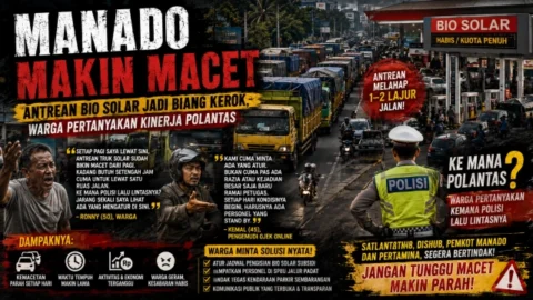 Manado Makin Macet, Antrean Bio Solar Jadi Biang Kerok, Warga Pertanyakan Kinerja Polantas