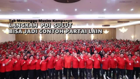 Konsolidasi PDIP Sulut diikuti ratusan kader berbaju merah dalam penguatan 1.839 ranting menjelang Pemilu 2029.