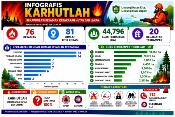 Karhutla Minahasa Capai 76 Kejadian, 44,796 Hektare Lahan Terdampak 11 Karhutla Minahasa Capai 76 Kejadian, 44,796 Hektare Lahan Terdampak