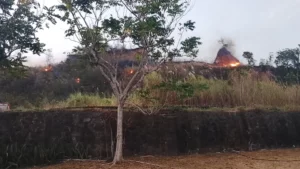 Kebakaran Lahan di Samping Kantor DPRD Sulut, Api Masih Menyala hingga Jelang Malam