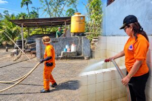 BPBD Bitung Salurkan Air Bersih ke Warga Duasudara, Personel Juga Tangani Karhutla Batuputih