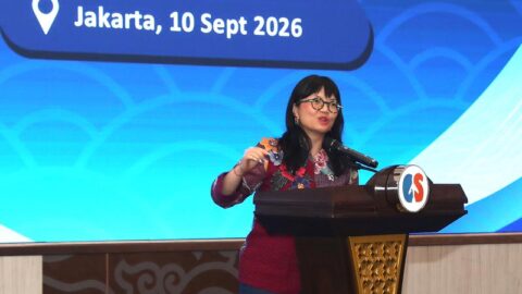 Wakil Menteri Pendidikan Tinggi, Sains, dan Teknologi (Wamendiktisaintek) Republik Indonesia Stella Christie memberikan pidato sambutan dalam acara bertajuk "Indonesia-China Education-Industry Collaboration Summit 2026" di Jakarta pada 10 September 2026. (Xinhua/Cen Yunpeng)