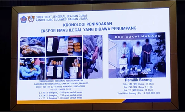 Bea Cukai Sulbagtara Gagalkan Penyelundupan 5,7 Kg Serbuk Emas ke Singapura