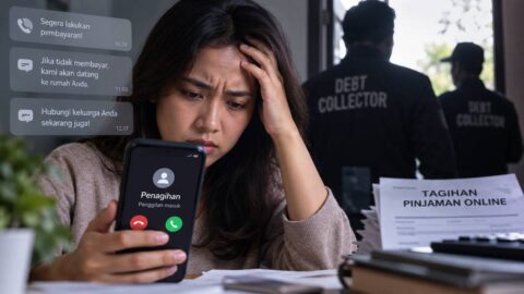 Ilustrasi penagihan pinjaman online oleh debt collector