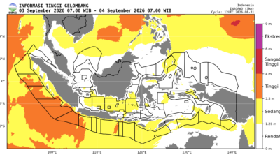 Informasi tinggi gelombang 3-4 September 2026