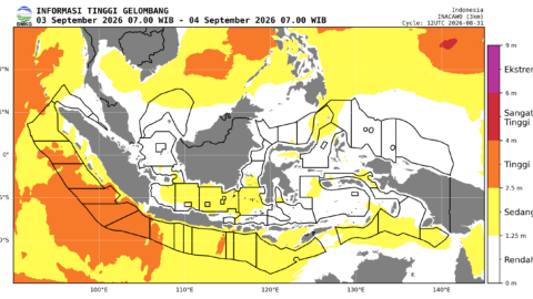 Informasi tinggi gelombang 3-4 September 2026