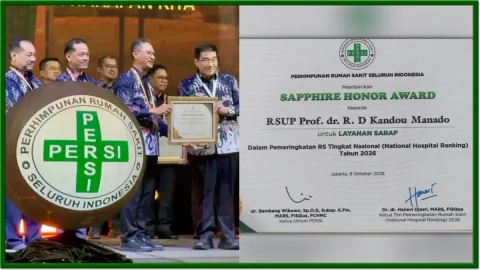RSUP Kandou Manado Sabet Sapphire Honor Award, Perkuat Reputasi Layanan Saraf Nasional