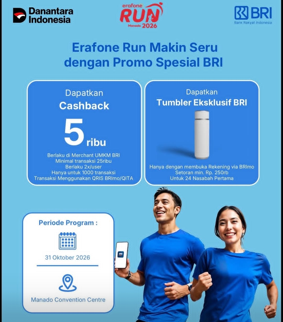 BRI Dukung Erafone Run 2026, Semarakkan Kegiatan Olahraga di Manado