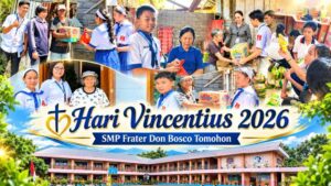 Peringati Hari Vincentius, SMP Frater Don Bosco Tomohon Berbagi Kasih ke Warga Kurang Mampu