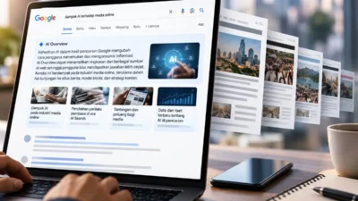 Ilustrasi AI Overview Google dan dampaknya terhadap media online
