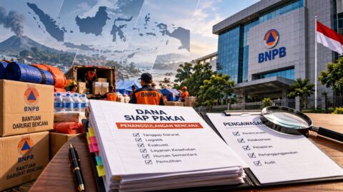 Ilustrasi Dana Siap Pakai BNPB untuk penanggulangan bencana dan pengawasan penggunaan anggaran.