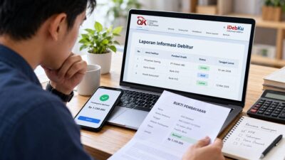 Ilustrasi konsumen memeriksa data SLIK OJK setelah melunasi pinjaman online