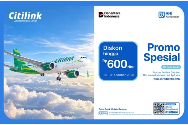 Promo Citilink-BRI Berakhir 31 Oktober, Nikmati Cicilan 0 Persen hingga 12 Bulan